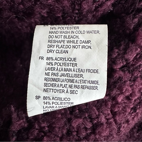 RDI Sweater Cardigan Deep Purple Knit Cowl Neck Preppy Western Bohemian Sz Small - Picture 7 of 7